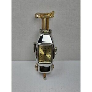 Timex Golf Bag Clubs Mini Clock New Battery Quartz TwoTone Vintage Father - Read